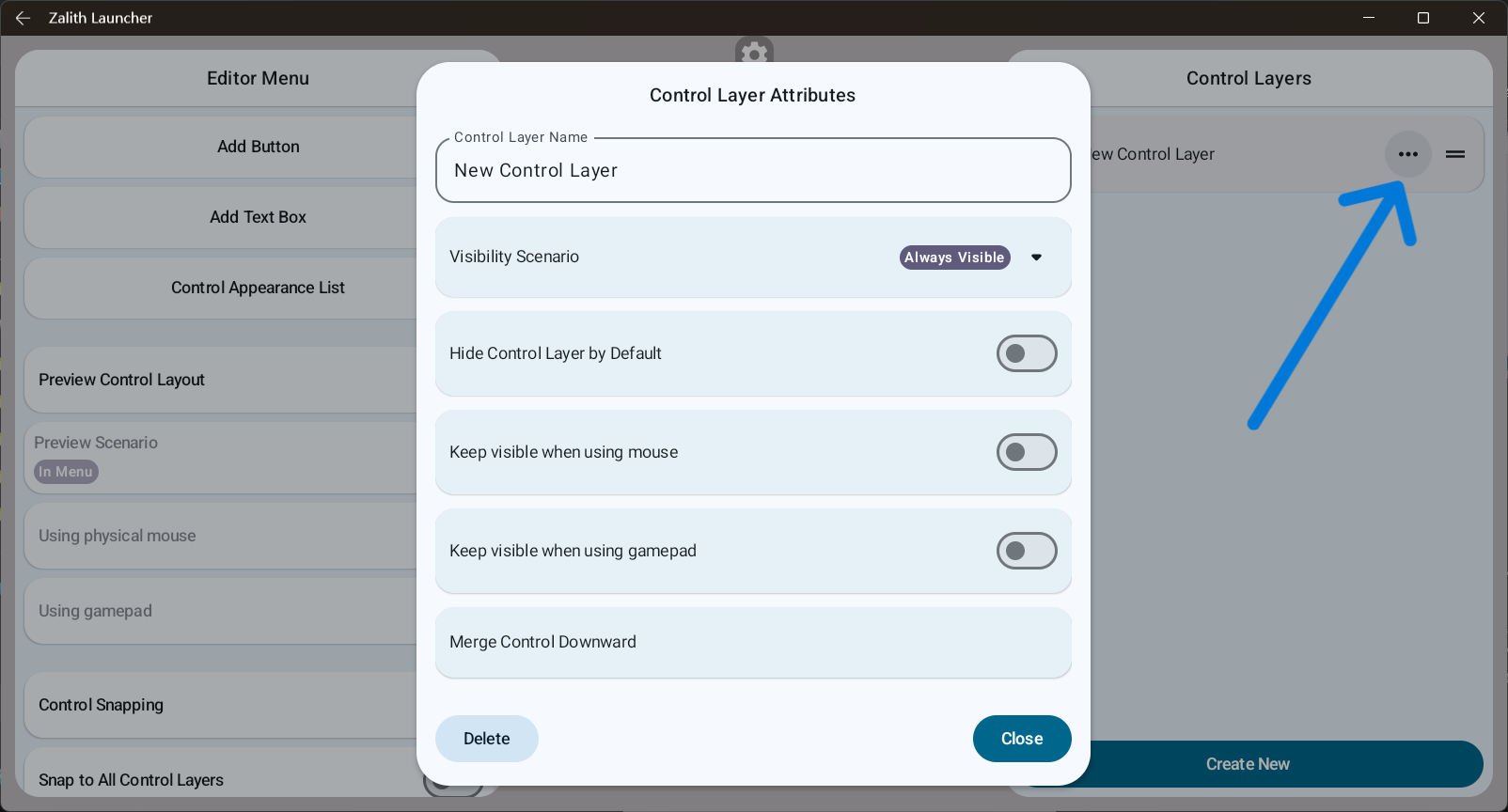 Control layer properties