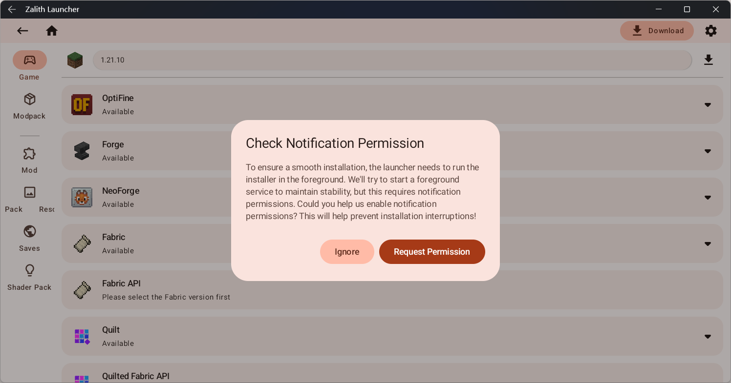 Notification Permission Dialog